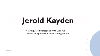 Jerold Kayden - A Catalyst for Progress From Boston, MA