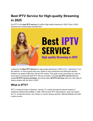 Best IPTV Service for High-quality Streaming in 2025