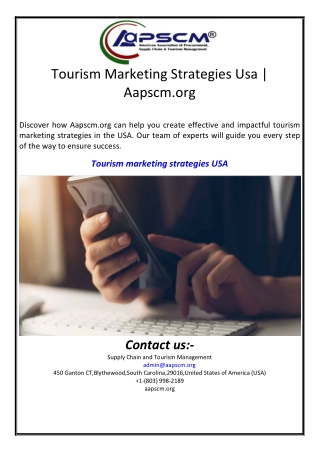 Tourism Marketing Strategies Usa | Aapscm.org