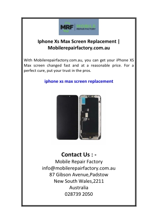 Iphone Xs Max Screen Replacement  Mobilerepairfactory.com.au