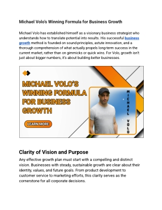 The Michael Volo Growth Engine A Strategic Path to Sustainable Business Success