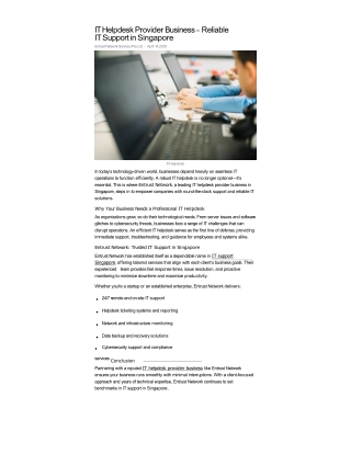 IT Helpdesk Provider Business – Reliable IT Support in Singapore