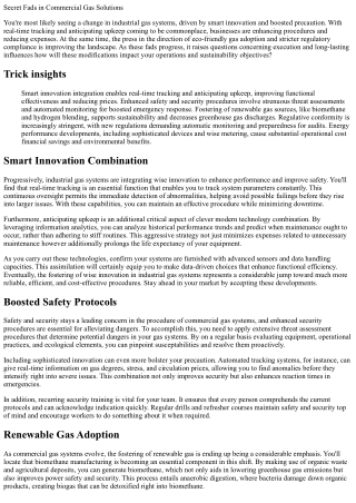 Trick Trends in Commercial Gas Systems
