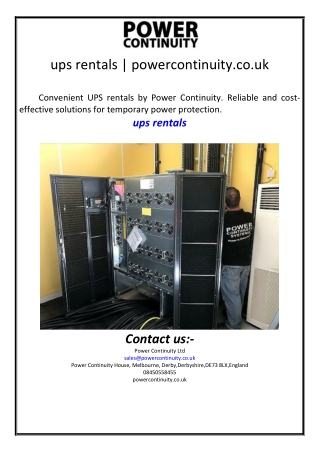 ups rentals | powercontinuity.co.uk