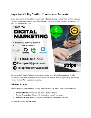 Important Of Buy Verified Transferwise Accounts