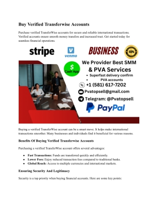 Buy Verified Transferwise Accounts