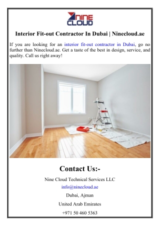 Interior Fit-out Contractor In Dubai | Ninecloud.ae