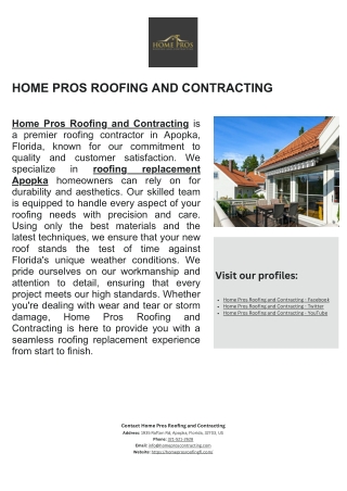 Home Pros Roofing and Contracting