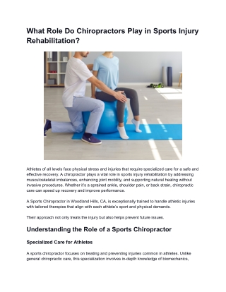 What Role Do Chiropractors Play in Sports Injury Rehabilitation?