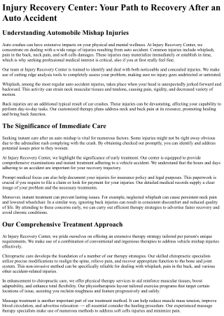 Injury Recovery Center