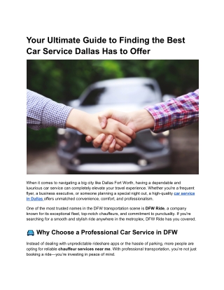 Your Ultimate Guide to Finding the Best Car Service Dallas Has to Offer