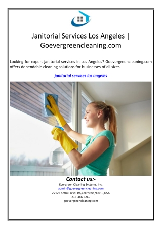Janitorial Services Los Angeles | Goevergreencleaning.com