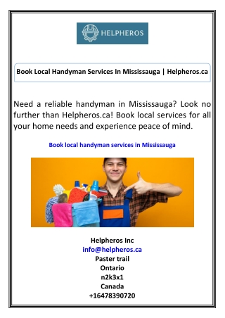Book Local Handyman Services In Mississauga Helpheros.ca