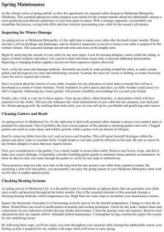 How To Save Heaps Of Time With Seasonal Cabin Cleanup In Oklahoma Metropolis, Ok