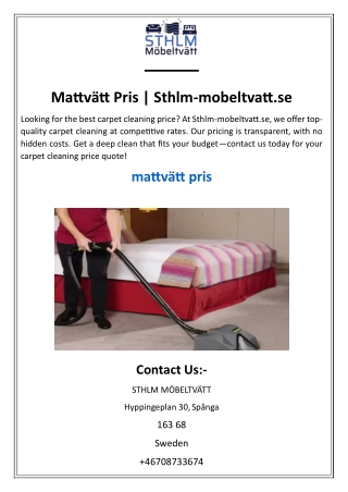 Mattvätt Pris