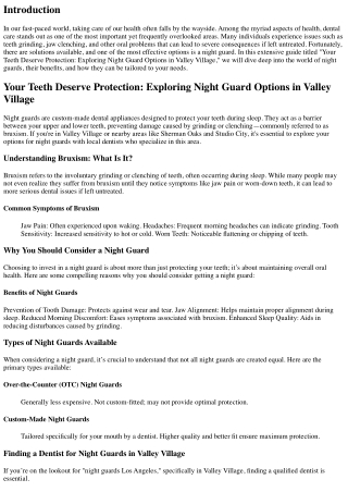 Your Teeth Deserve Protection: Exploring Night Guard Options in Valley Village