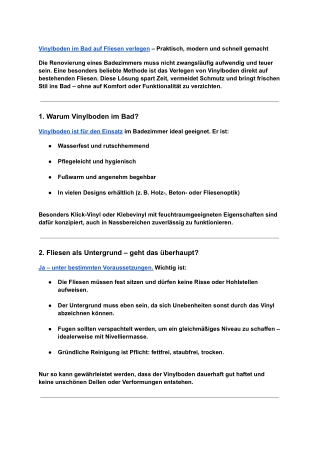 Vinylboden im Bad auf Fliesen verlegen – Praktisch, modern und schnell gemacht