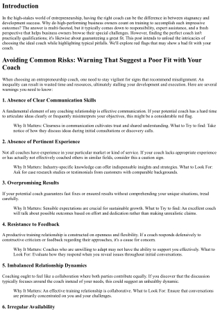 Avoiding Typical Mistakes: Warning That Suggest a Poor Fit with Your Coach