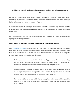 Heraklion Car Renta Understanding Insurance Options and What You Need to Know