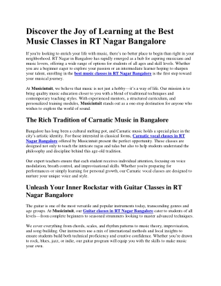 Discover the Joy of Learning Music Classes in Bangalore