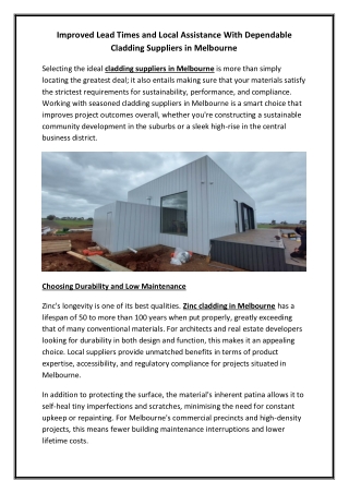 Improved Lead Times and Local Assistance With Dependable Cladding Suppliers in Melbourne