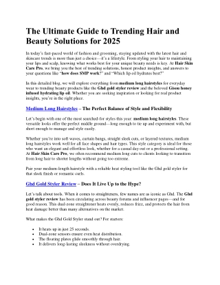 Guide to Trending Hair and Beauty Solutions for 2025