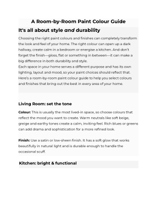 A Room-by-Room Paint Colour Guide