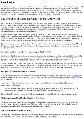 The Evolution of Gambling Culture in the Arab World