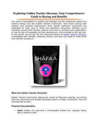 Exploring Golden Teacher Shrooms: Your Comprehensive Guide to Buying and Benefit