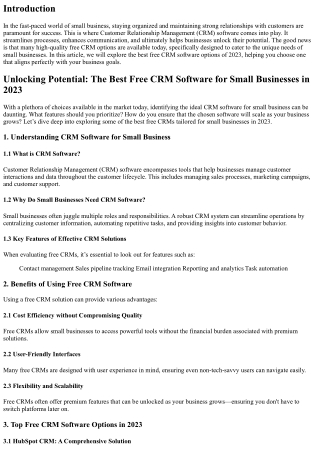 Unlocking Potential: The Best Free CRM Software for Small Businesses in 2023