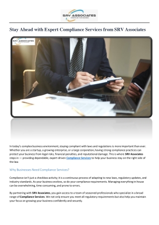Get Expert Compliance Services at SRV Associates