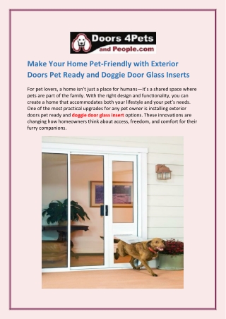 Make Your Home Pet-Friendly with Exterior Doors Pet Ready and Doggie Door Glass Inserts