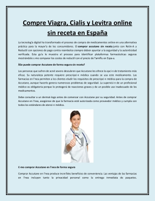 Compre Viagra, Cialis y Levitra online sin receta en España