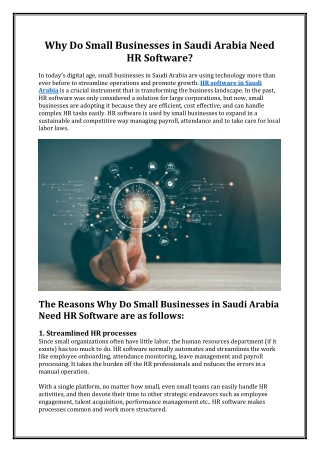 Why Do Small Businesses in Saudi Arabia Need HR Software