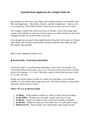 Essential Home Appliances for a Simpler Daily Life