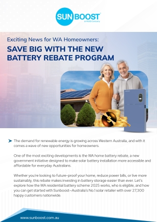WA Home Battery Rebate 2025 – Save Big on Solar Battery Installation