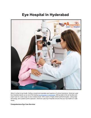 Eye Hospital In Hyderabad |  American Laser Eye Hospitals