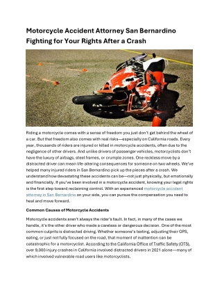 Motorcycle Accident Attorney San Bernardino Fighting for You