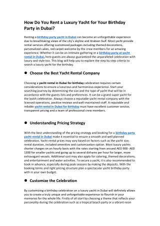 How Do You Rent a Luxury Yacht for Your Birthday Party in Dubai?