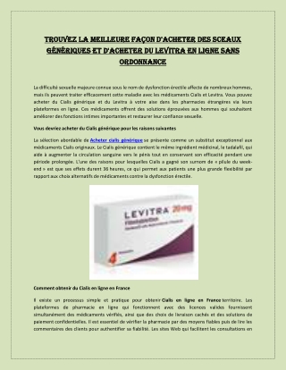 Trouvez la meilleure façon d'acheter des sceaux génériques et d'acheter du Levit