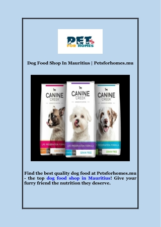 Dog Food Shop In Mauritius  Petsforhomes mu