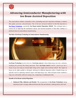Advancing Semiconductor Manufacturing with Ion Beam-Assisted Deposition