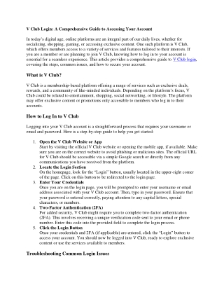V Club Login