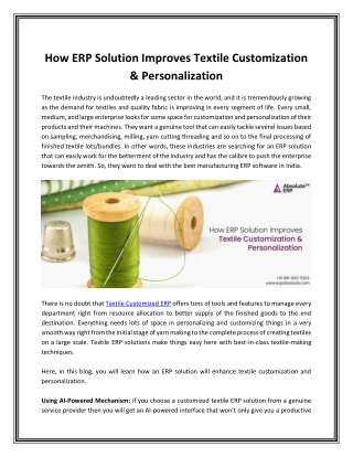 How ERP Solution Improves Textile Customization & Personalization