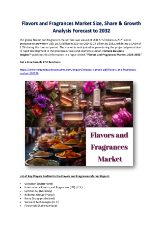 2032 Forecast: Trends Shaping the Flavors and Fragrances Market