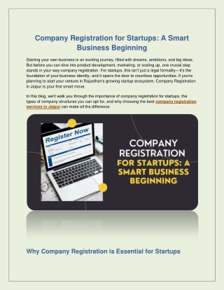 Company Registration for Startups: Smart Business Beginning