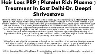 Hair Loss PRP ( Platelet Rich Plasma )
