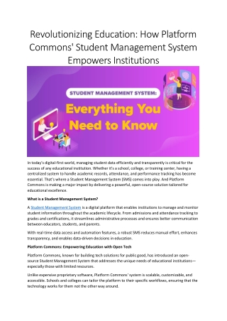 Simplify Education with Platform Commons' Student Management System