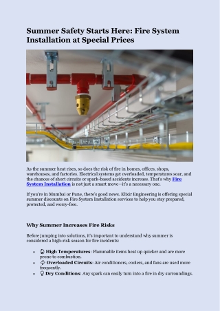 Summer Safety Starts Here: Fire System Installation at Special Prices