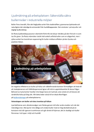 Ljudmätning på arbetsplatsen: Säkerställa säkra bullernivåer i industriella milj